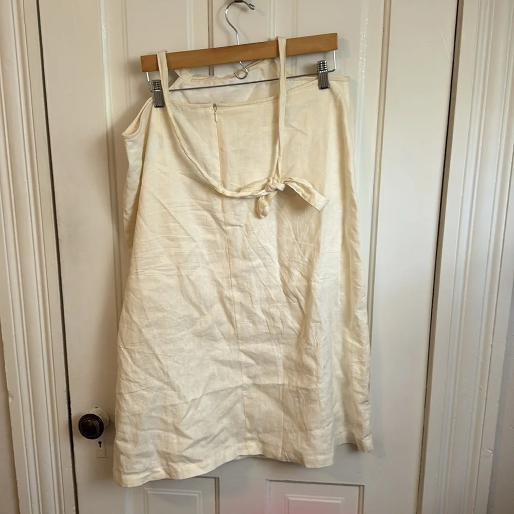 WeWoreWhat // Linen Blend Cut Out Midi Skirt